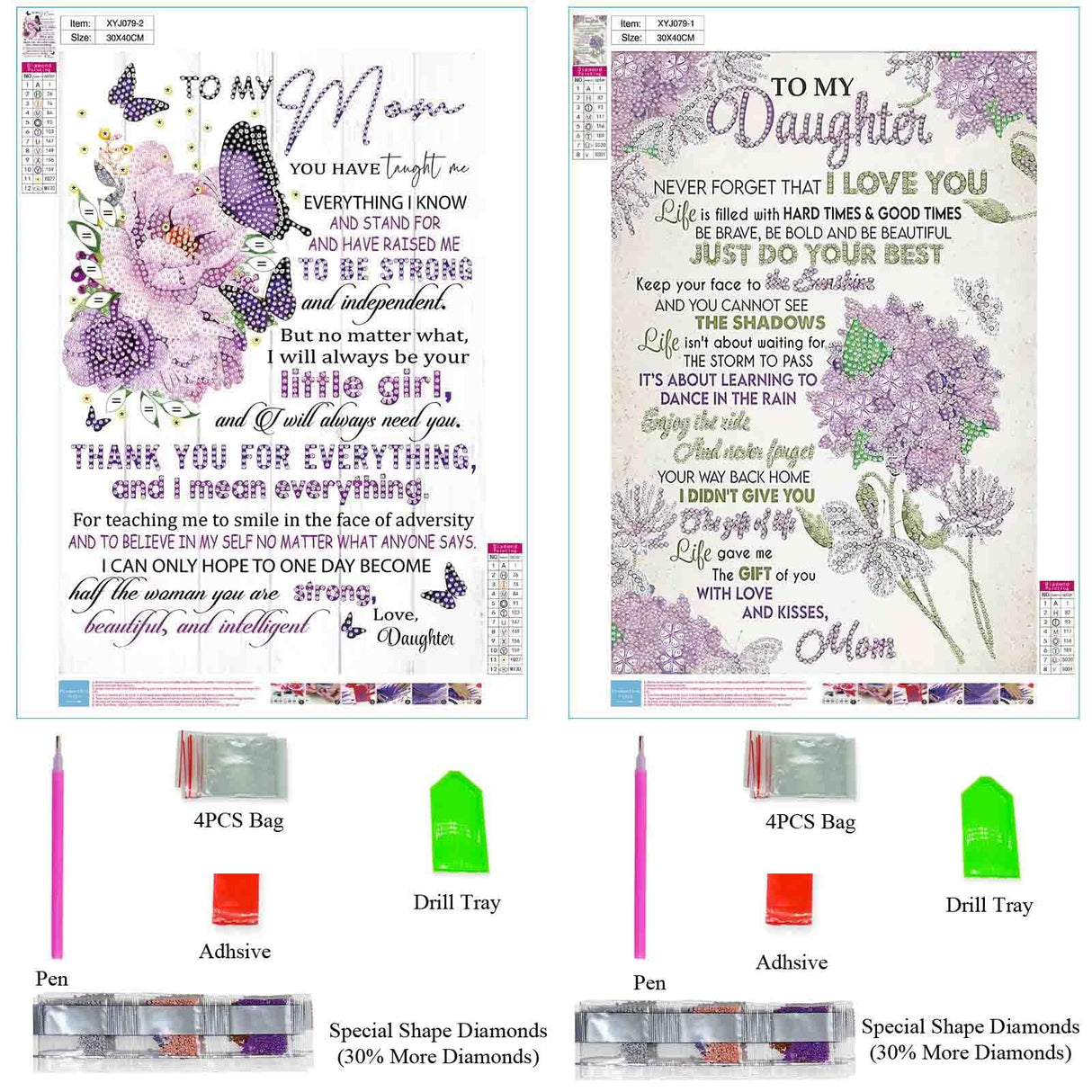 2 Pack Inspirational Diamond Painting Kits for Adult, Love Diamond Art Kits for Beginners, DIY Flower Butterfly Special Shaped Rhinestone Diamond Dots Gem Painting Art Craft for Home Decor 12x16Inch wavaiov