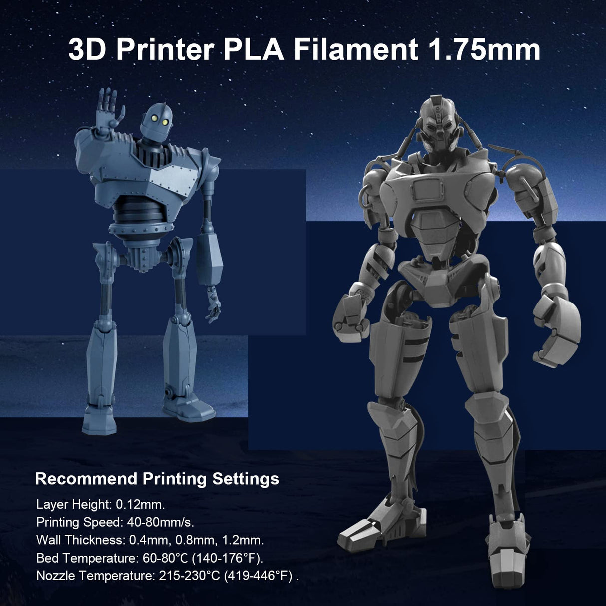 SUNLU 250g PLA Filament 1.75mm Bundle,3D Printer Filament Bundle Multicolor, Neatly Wound PLA Filament, Individually Vacuum Packed,250g Spool,8 Rolls,Black+White+Grey+Transparent+Red+Blue+Orange+Green SUNLU