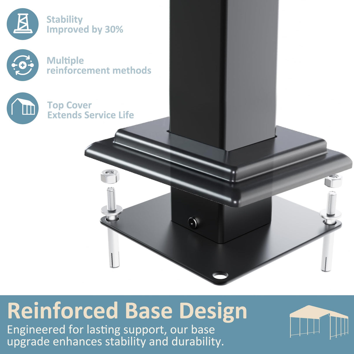 VIWAT Carport 10x15 FT Metal Carport with Enhanced Base Outdoor Heavy Duty Garage Galvanized Car Shelter for Pickup, Boat, Car and Tractors VIWAT