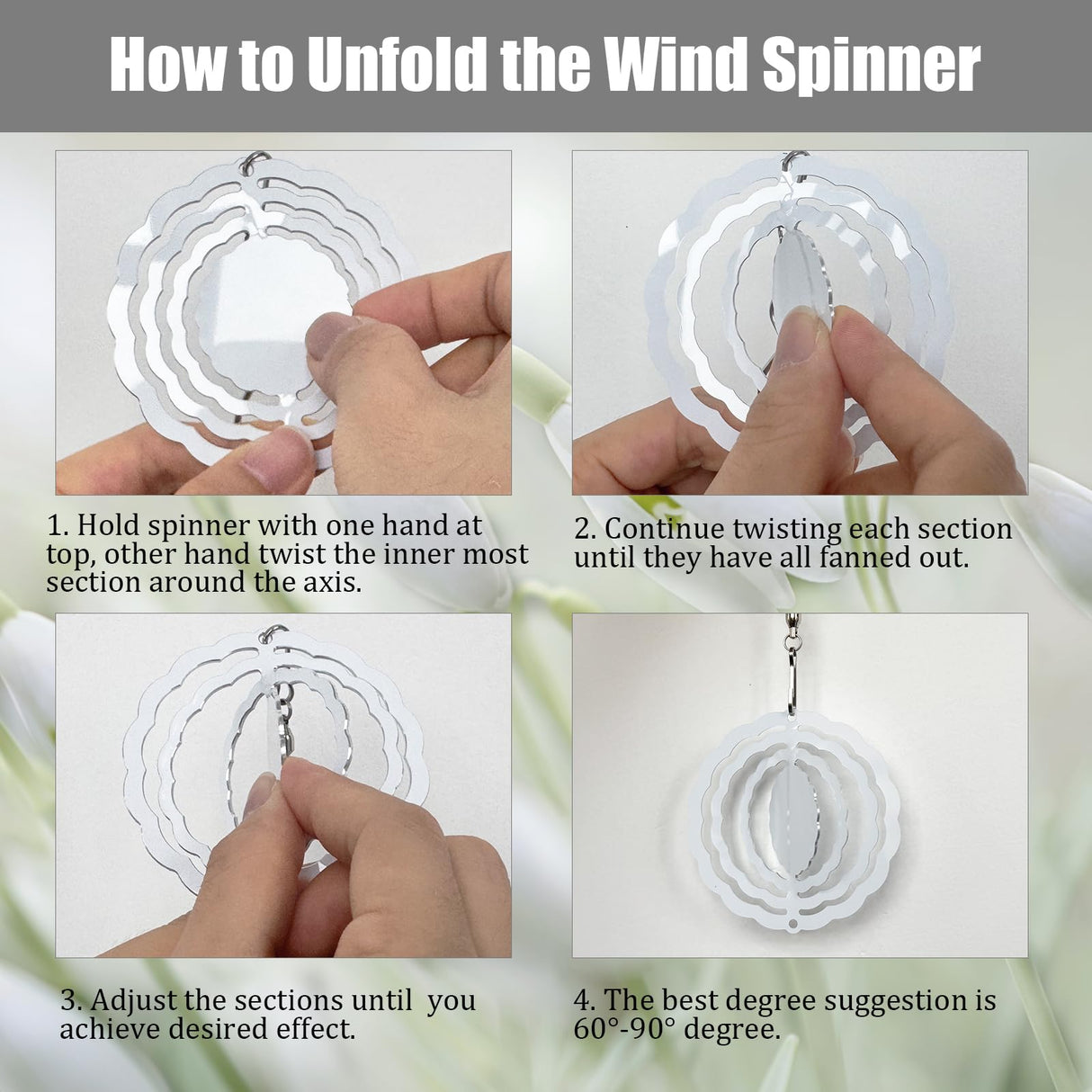 WindMage 12 Pack 3inch Sublimation Wind Spinner Blanks 3D Aluminum Metal Wind Sculpture Kinetic Spinners for Yard Garden Indoor Art Ornaments Xmas Hanging Decoration (Classics) WindMage