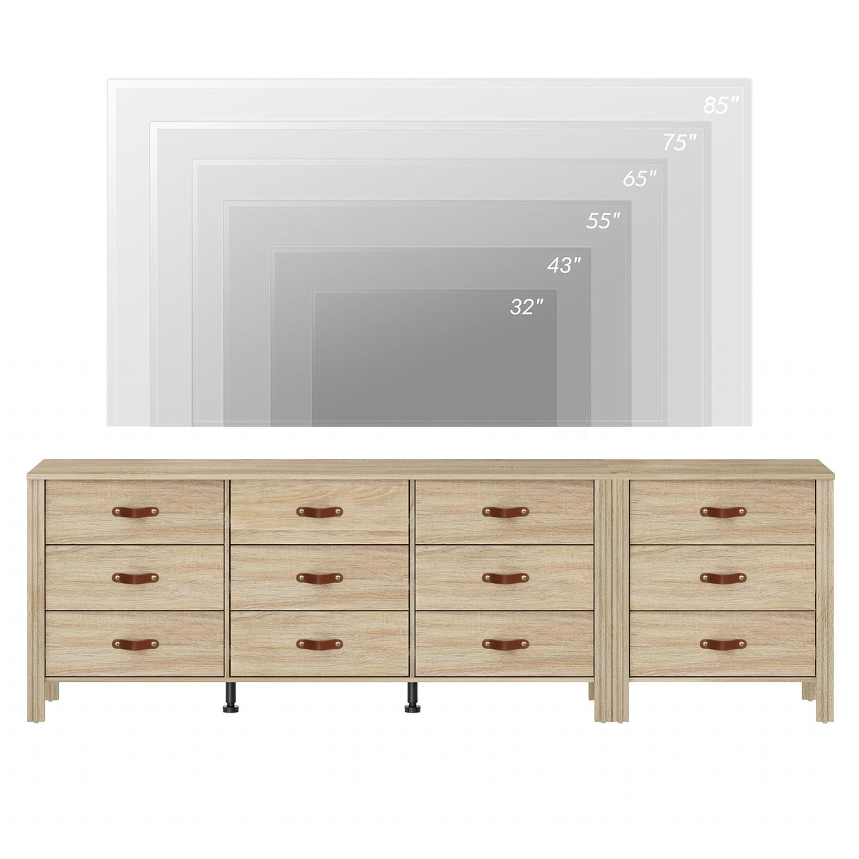 WAMPAT Dresser with 12 Drawers for Bedroom,Wooden Kids Dressers with Wide Chest of Drawers,Mid Century Modern Wooden Closet Storage Organizer,Large Wood Dressers for Living Room, Nursery,White Oak WAMPAT