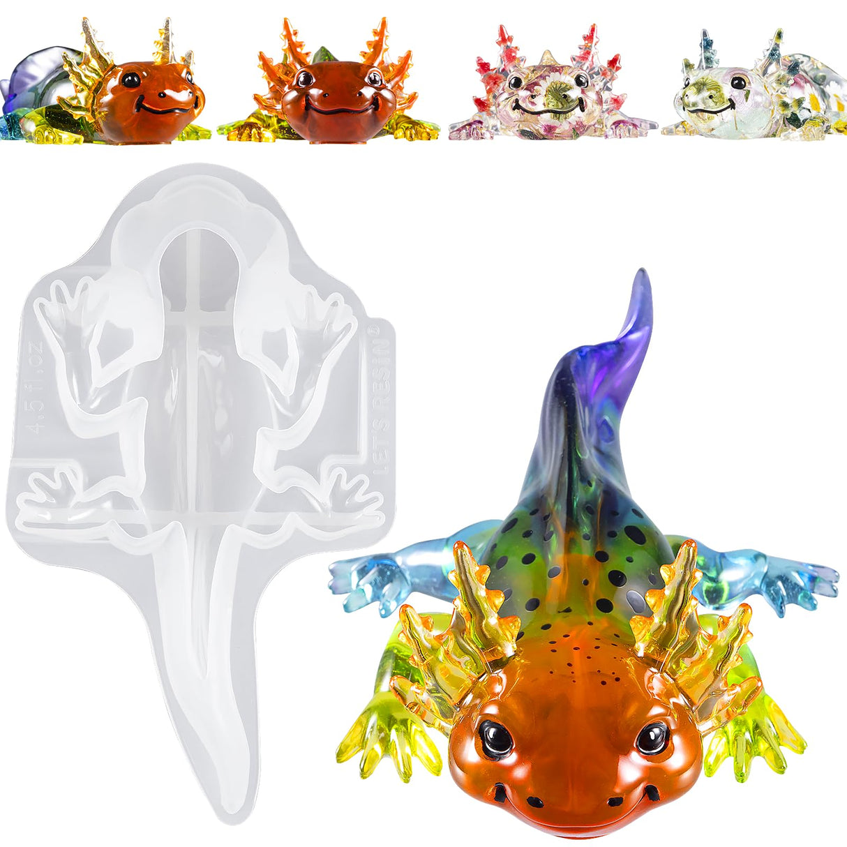 Let's Resin Large Axolotl Resin Molds Silicone, 3D Detailed Animal Silicone Molds, Flexible Effortless Demoldable Epoxy Resin Molds, Thickened Deep Epoxy Molds for Art Crafts, Gift, and Home Decor LET'S RESIN