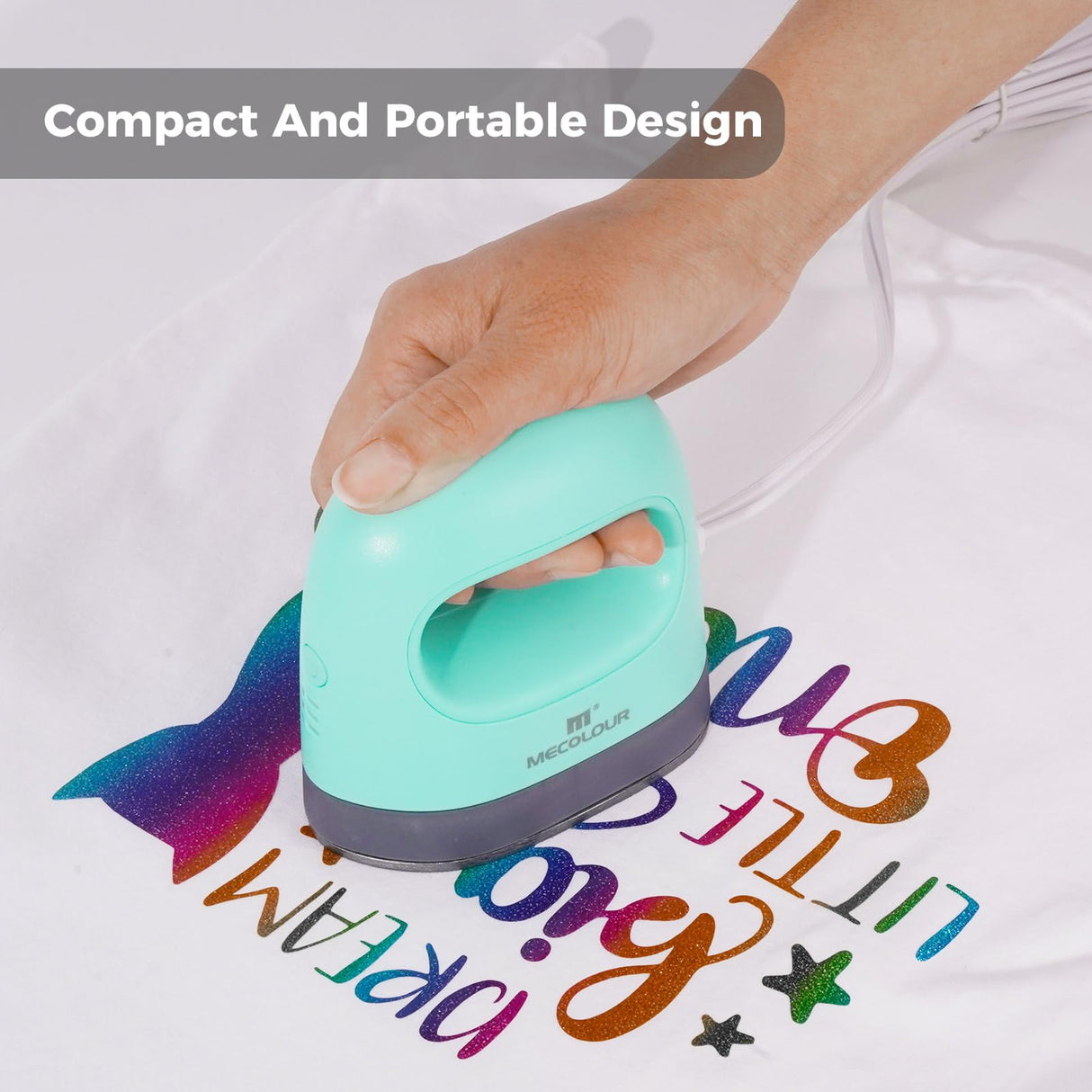 MECOLOUR Heat Press Mini Machine, Small Heat Press Iron with 3 Heat Settings, Heating Evenly for Crafts, T-Shirt, Shoes, Hats,Caps, Pillows and More Heating Transfer Projects MECOLOUR