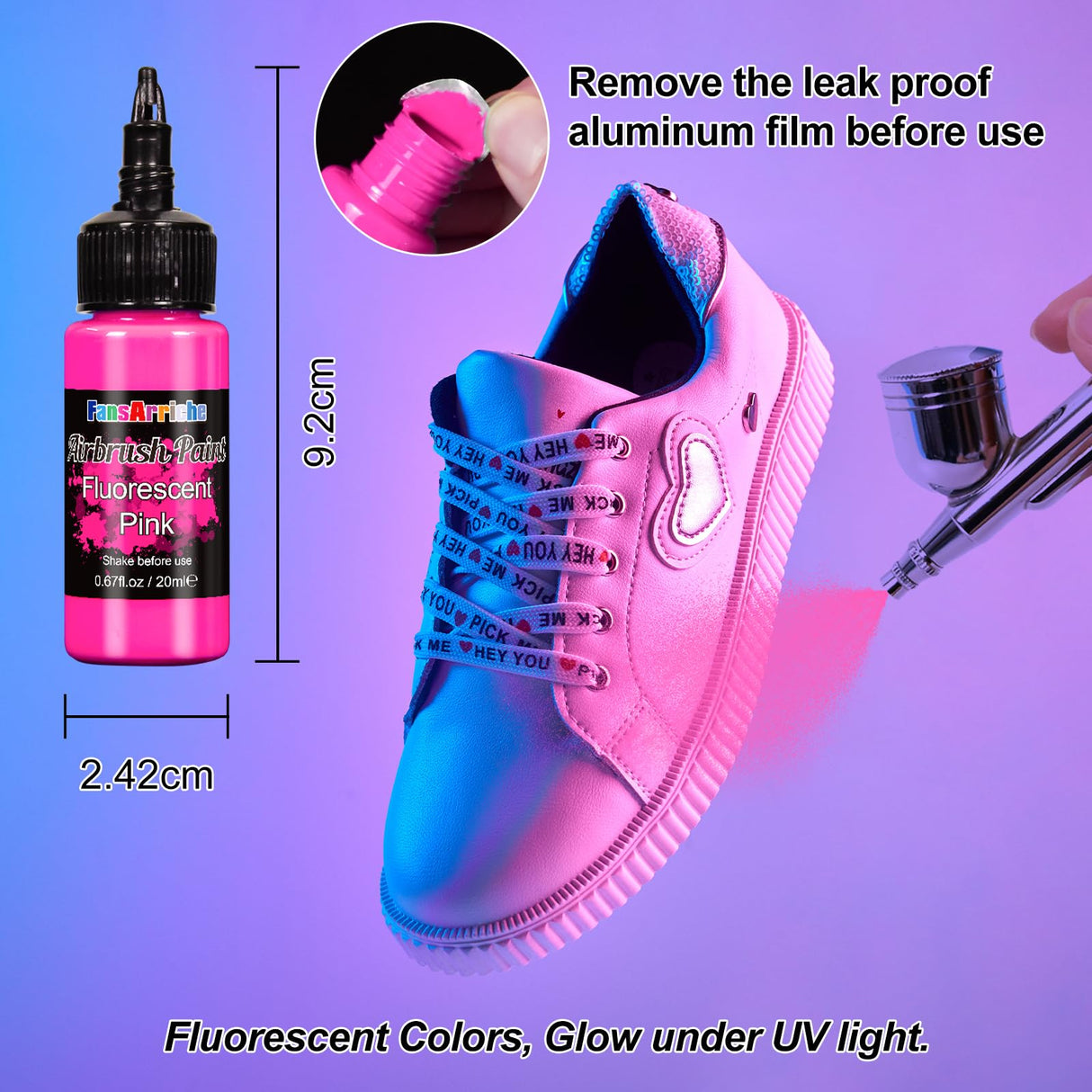 FansArriche Airbrush Paint Set, 34 Colors Acrylic Air brush Paint Kit with 2 Thinner, Ready to Spray Water-based Opaque & Neon Colors for Beginners, Artists, DIY Projects, 20 ml/Bottle FansArriche