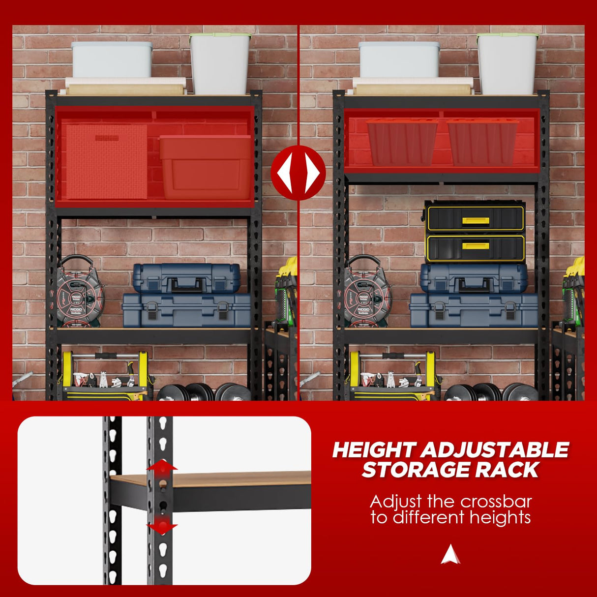 BestOffice 5 Tier Storage Shelves Adjustable Garage Shelves 15.7" D x 35.4" W x 72" H Heavy Duty Garage Shelving with Premium Materials MDF Boards for Kitchen Basement Warehouse Pantry BestOffice