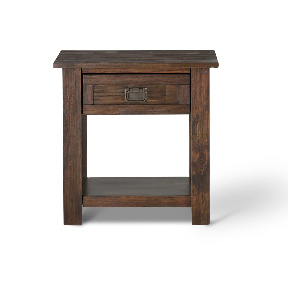 SIMPLIHOME Monroe Solid Acacia Wood 22 inch wide Square Rustic End Side Table in Distressed Charcoal Brown with Storage, 1 Drawer, for the Living Room and Bedroom SIMPLIHOME