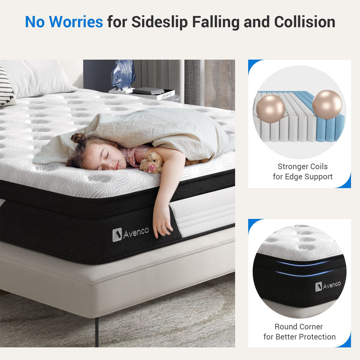 Avenco Cal King Mattress 10 Inch, Hybrid Mattress California King Medium Firm, Cal King Mattress in a Box with Gel-Infused Memory Foam and Pocketed Springs, Breathable Knit Fabric, Edge Support Avenco