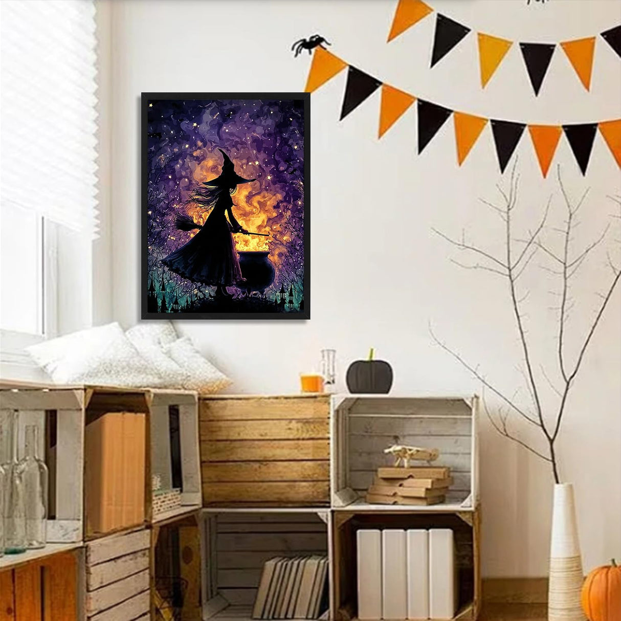 Aestalrcus Halloween Paint by Numbers Kit for Adults, Halloween Witch Paint by Numbers for Adults Beginner, Painting by Numbers Kits, Relaxation Home Wall Decoration and Gifts 16x20inch Aestalrcus