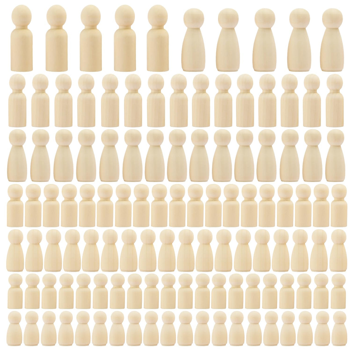 150 Pieces Wooden Peg Doll, Unfinished Wooden Peg Dolls in Different Shapes and Sizes, Perfect for DIY Art and Craft, Painting, Table Setting by GNIEMCKIN GNIEMCKIN