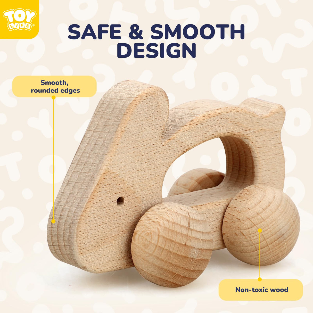 TOY Life Wooden Toys Cars, Animal Wooden Cars, Montessori Toys for Babies 0-6-12 Months, Wooden Baby Toys for 1 Year Old Boy Christmas Birthday Gift, Baby Boy Nursery Decor, Elephant & Rabbit Toy Car TOY Life