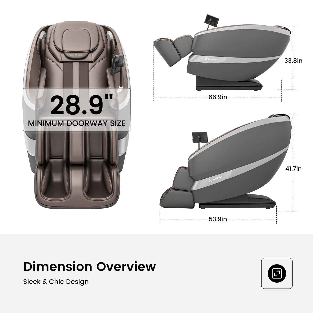 Real Relax 2024 Massage Chair Full Body of Dual-core S Track, Zero Gravity Massage Recliner Chair, FS01 Brown Real Relax