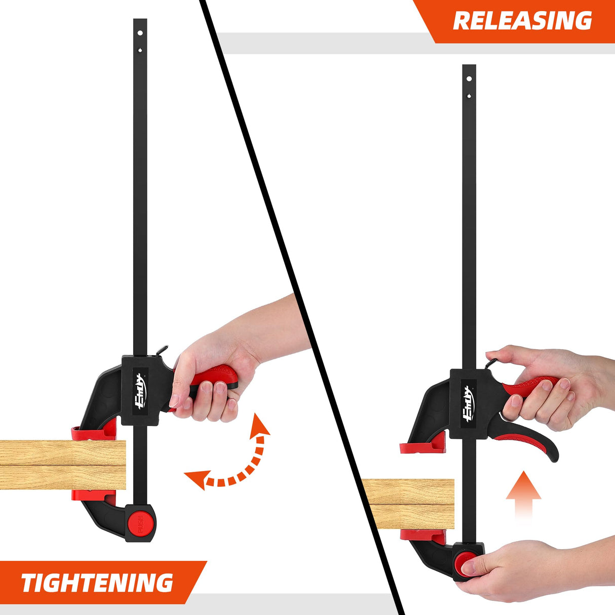 EHDY 24" Bar Clamps for Woodworking, 4-Piece One-Handed Clamp/Spreader, Light-Duty Quick-Change F Clamp with 170 lbs Load Limit EHDY