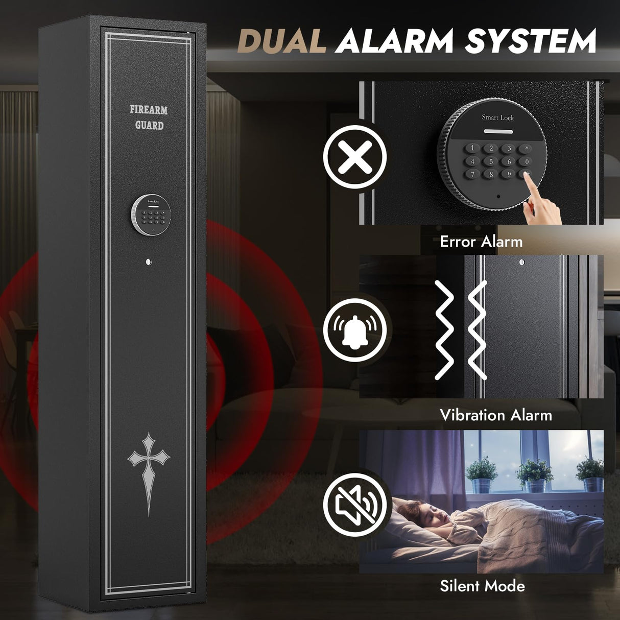 2-3 Gun Safe,Rifle Safe, Gun Safe for Rifles and Pistols, Quick Access Long Gun Safes for Rifles, Electronic Locking Gun Cabinet with Pistols Pockets ,Adjustable Gun Rack for Home, Office,Warehouse SAPITAL