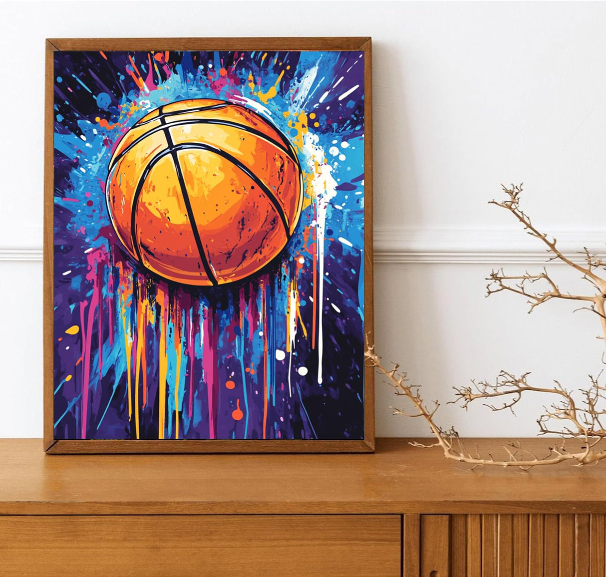 Ball Games Sports Paint by Number Kits 16 x 20 inch Canvas Graffiti Basketball DIY Painting for Adults Beginners Graffiti Paint Background Paint by Numbers With Brushes Acrylic Pigment (Without Frame) MSTINGSHUN