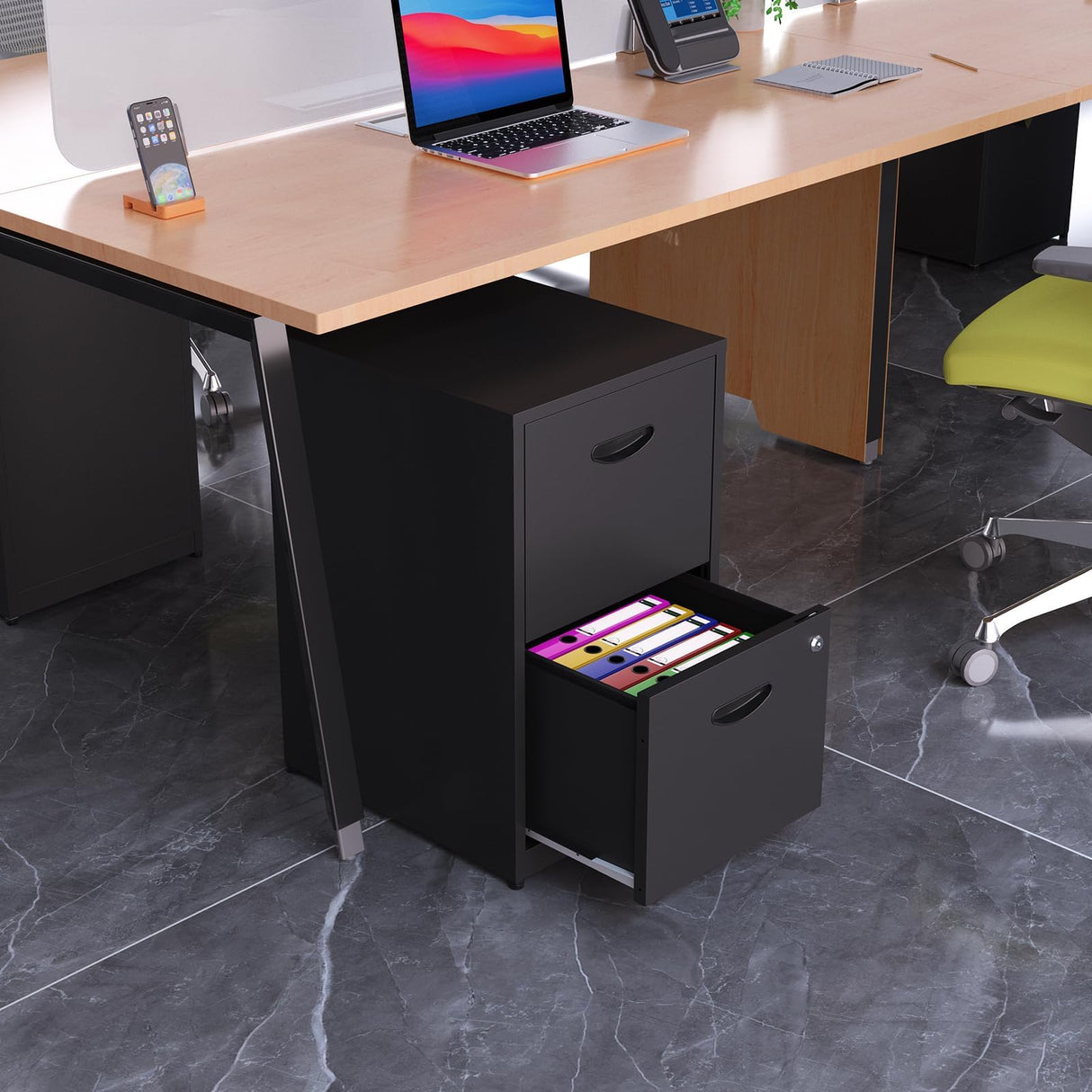 TIMELESS PIECES 2-Drawer Black Metal File Cabinet for Home Office, Locking, Small, Vertical TIMELESS PIECES