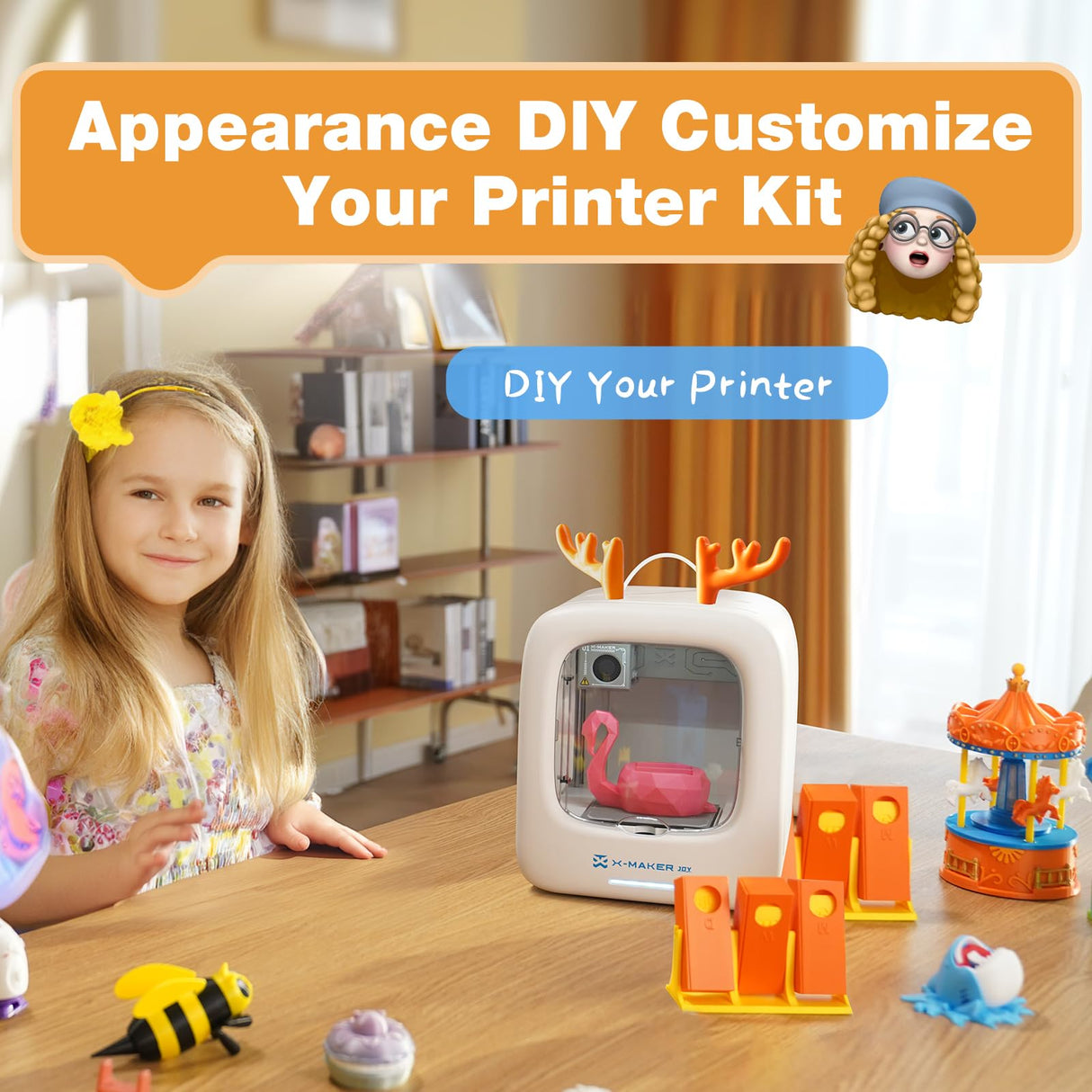 AOSEED 3D Printer, High Precision 3D Printer for Beginner, Huge Library & Customizer, Plug-and-Play Design, Wi-Fi & App Control, Create STEM, 15+ Mini 3D Design Module, X-Maker Joy AOSEED