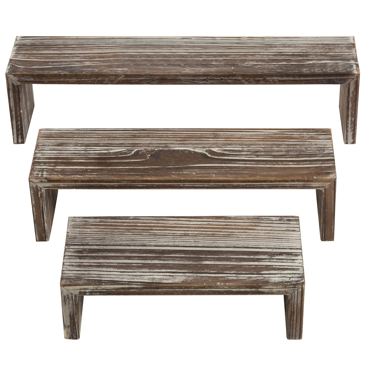 MyGift Tabletop Torched Wood Nesting Decorative Display Riser Stands, Set of 3 MyGift