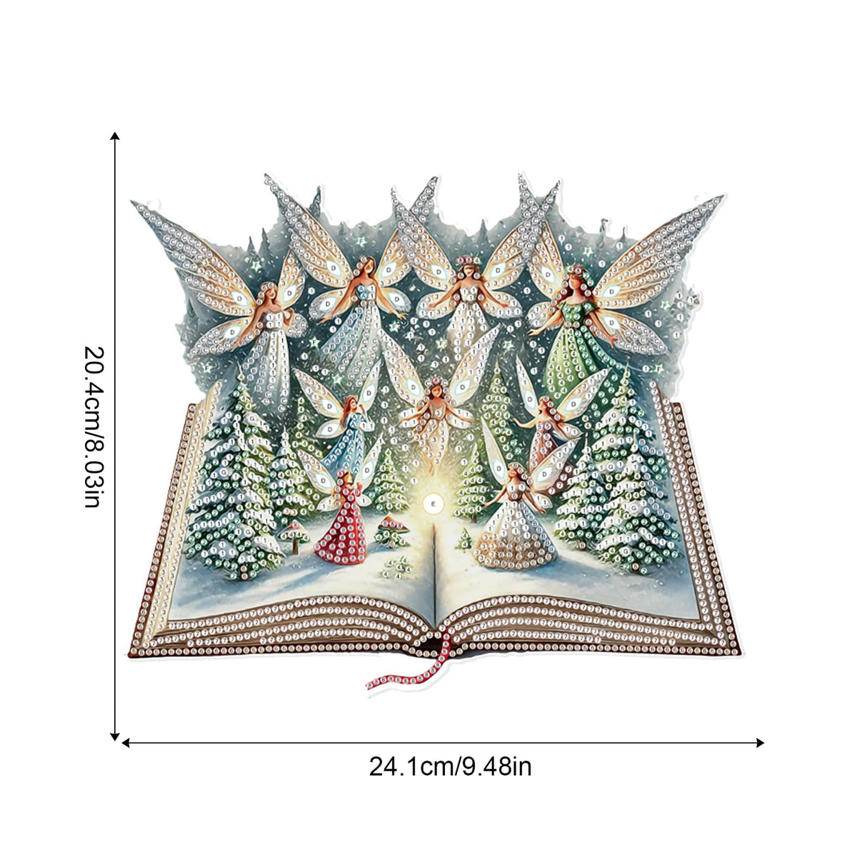 5D Christmas Diamond Painting Pendant Kit, Magic Book with Flying Elf and Snowy Forest, DIY Crystal Diamond Art Hanging Sign for Window, Door & Wall, Fantasy Home Decoration Gift, 24.1 x 20.4 cm AiYuanzsh