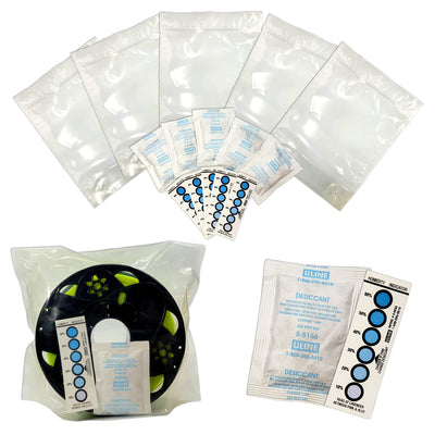 3D Printer Filament Storage Bags (Pack of 5): 5 Resealable 5 Mil Nylon/Plastic, 5 Large Oversize Rechargeable Clay Desiccant Drying Packs, 5 Humidity Indicator Cards by NetSellsIt