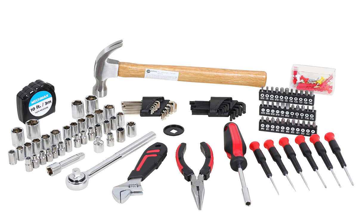 149 Piece MECHMAX Home Tool Set with Tool Box Storage Case, for Home, Office, Dorm, Back to School, Mechanic, Men, Car, Automotive, Hand Tool Kit and as A Gift MECHMAX