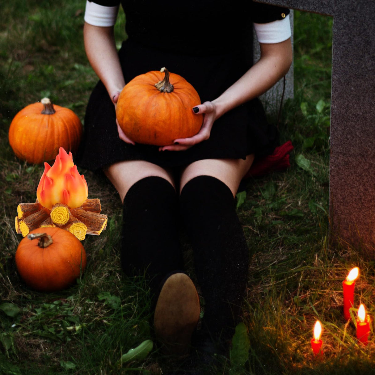 Ciieeo Artificial Fake Camp Led Campfire Lamp Props Campfire Night Light Realistic Log Flameless Candle Battery Operated Nightstand for Camping Home Decorations Ciieeo