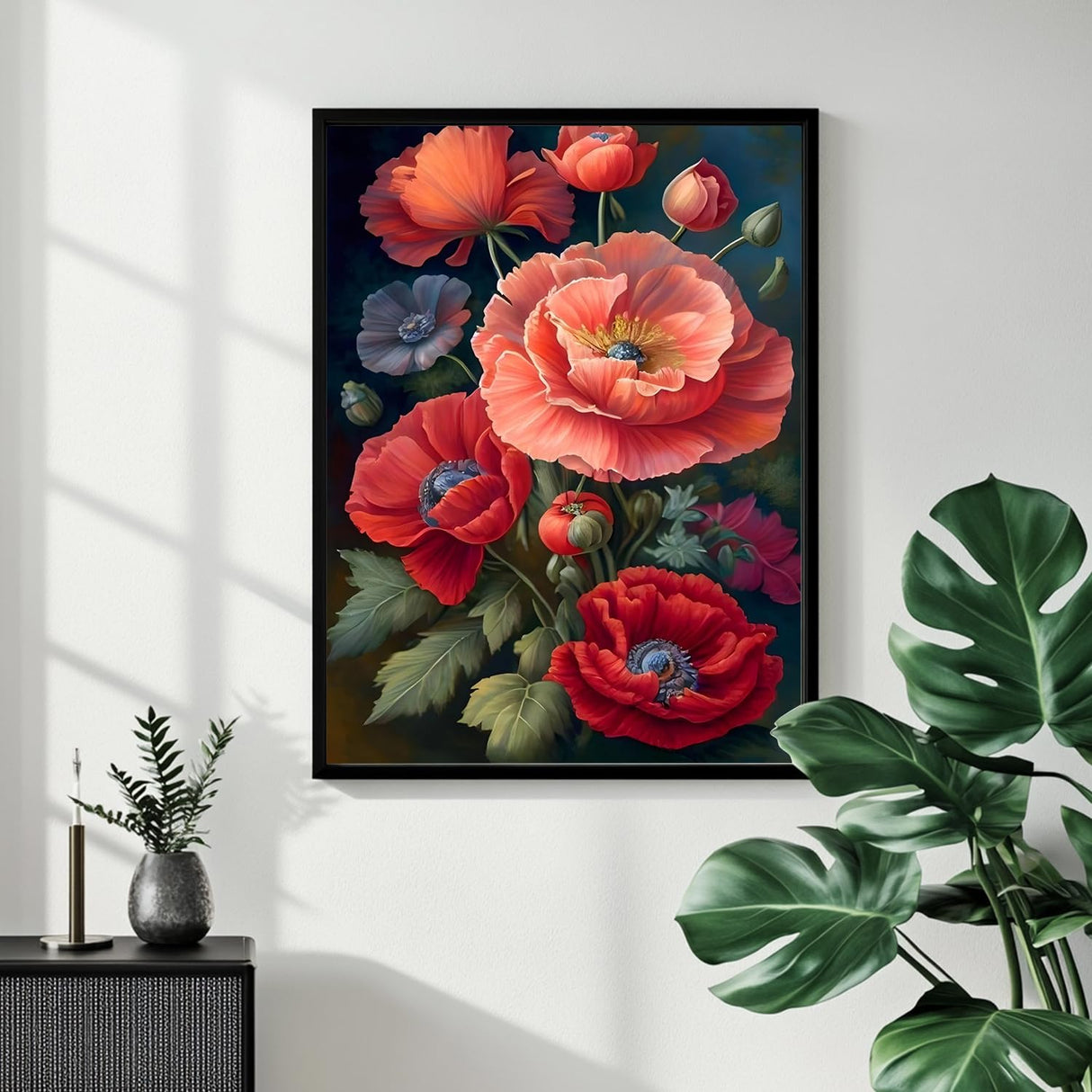 Flowers Paint by Numbers for Adult, Poppy Paint by Numbers Kit for Adults Beginners, DIY Flowers Acrylic Painting on Canvas for Home Wall Art Decor 16x20 Inch Mandun