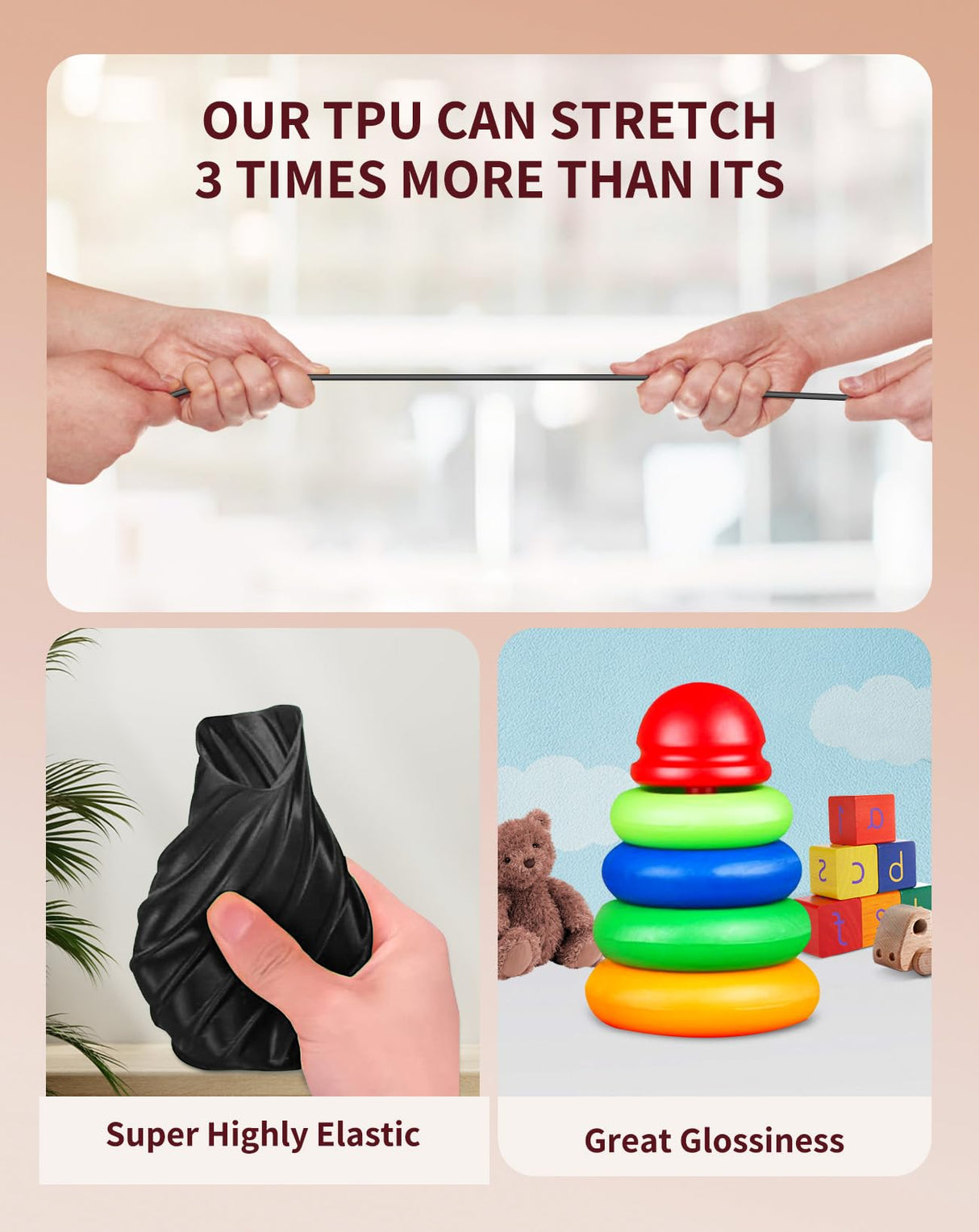 DURAMIC 3D TPU Filament 1.75mm Black, TPU Flexible Filament 95A, Soft TPU 3D Printing Filament, 1kg Spool, Dimensional Accuracy +/- 0.05mm, Black 1 Pack DURAMIC 3D