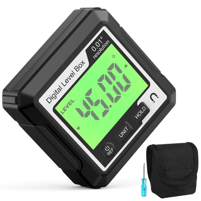 Abizarch Digital Angle Finder Magnetic Angle Gauge LCD Digital Level tool Protractor Inclinometer Level Box Backlit Portable Angle Measurement Tool Battery Operated for Carpentry Building