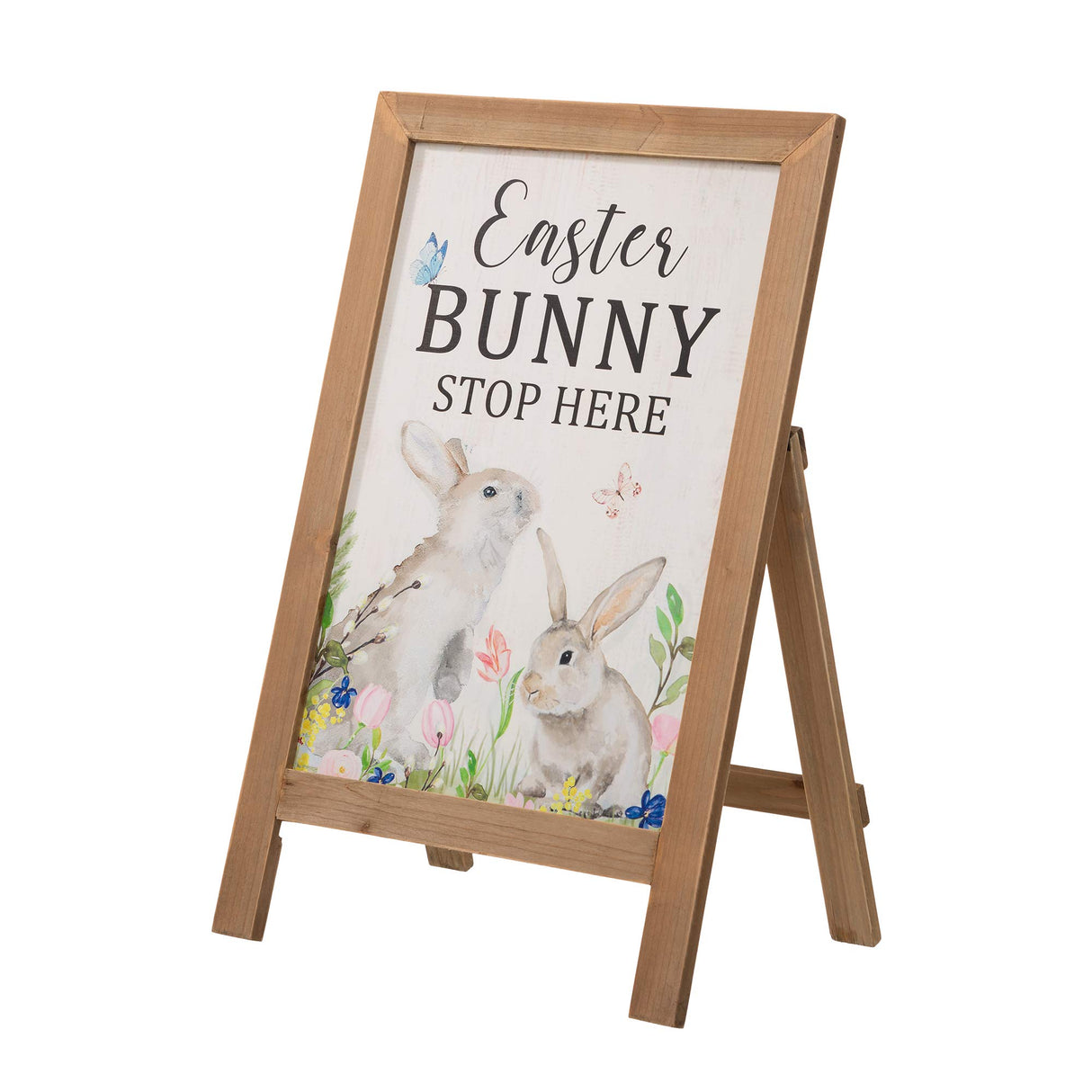 Glitzhome 24”H Easter Wooden Porch Sign, Bunny Sign Decor Rustic Rabbit Decoration Welcome Porch Decor for Easter Yard Entryway glitzhome