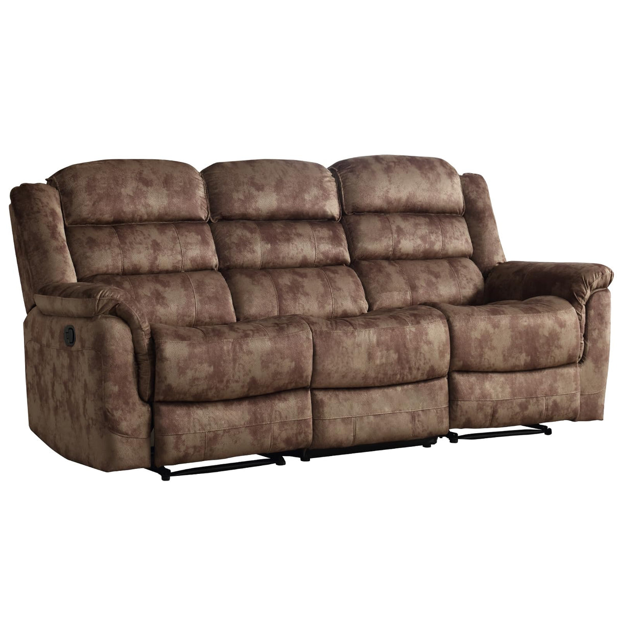 EBELLO Reclining Sofa for Living Room, Extra Wide Modern Overstuffed 3 Seat Recliner Manual Sofa Chair, Breathable Soft Fabric and Padded Seat, Brown EBELLO