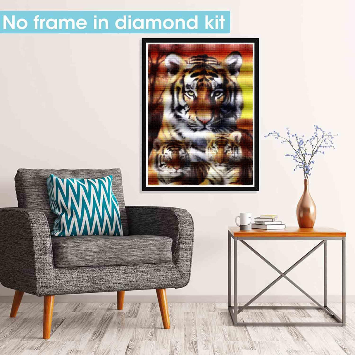 Pavemlo 5D Diamond Art Kits for Adults Three Tigers, Full Drill Diamond Art Animal Pictures Paint with Diamonds, DIY Cross Stitch Jewel Art Rhinestone Craft for Home Wall Decor 12X16 inch Pavemlo