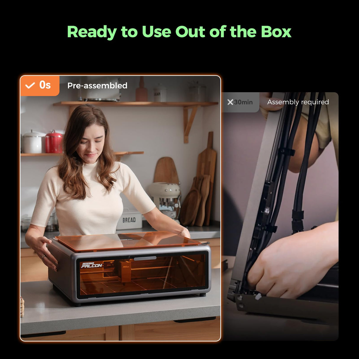 Creality Falcon A1 10W Laser Engraver, 80W Powerful Output, Fully Enclosed, 600mm/s Speed, HD Camera Auto Positioning, Pre-Assembled&Smart Material Recognition, Ideal for Wood & Metal, Class 1 Safety Creality