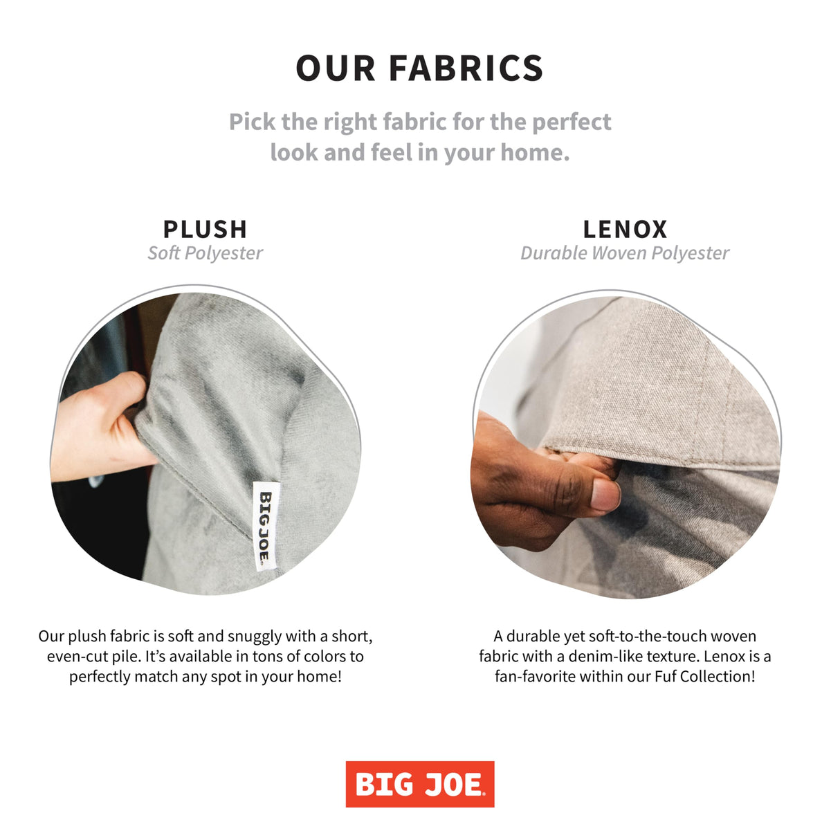 Big Joe Fuf XXL Foam Filled Bean Bag Chair with Removable Cover, Fog Lenox, Durable Woven Polyester, 6 feet Giant Big Joe