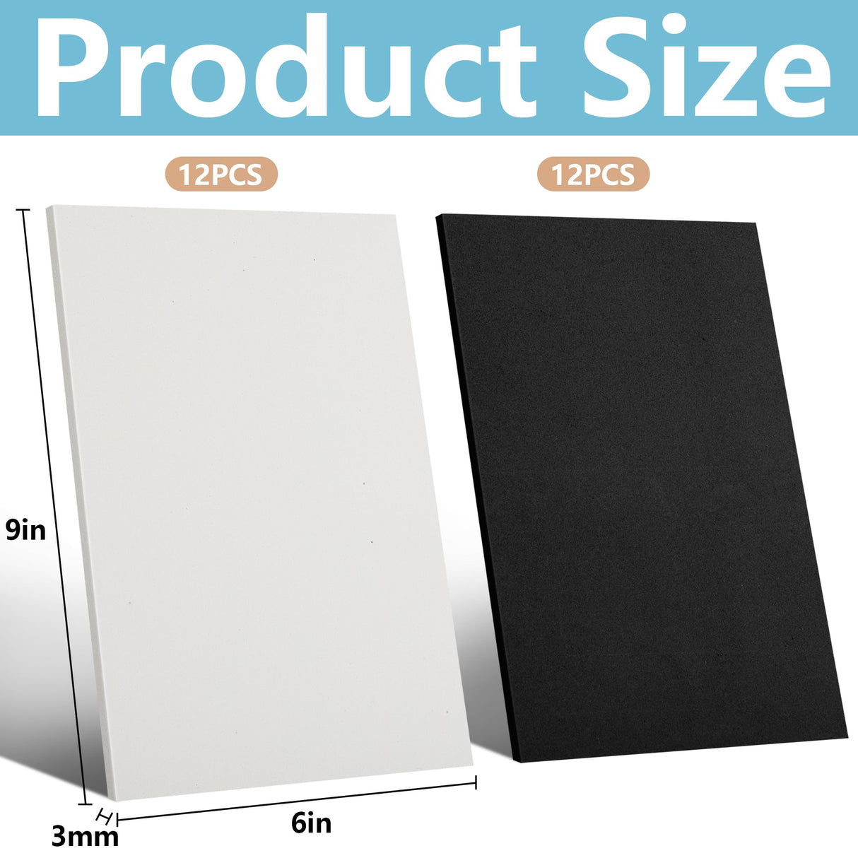 codree 24 Pcs 3mm Thick Embroidery Foam- 6 x 9 Inch EVA Foam Sheets for Crafts- High Density 3D Embroidery Craft Foam for Cosplay Costume, Sewing, Embroidery Machine, DIY Projects (Black, White) codree