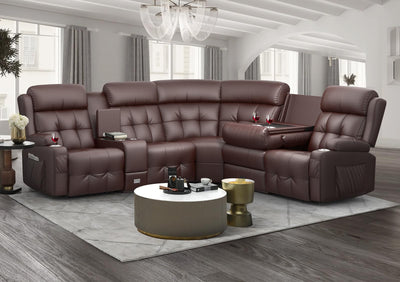 Reclining Sectional Couches for Living Room, L Shaped Large Sectional Reliner Sofa, Faux Leather Couch, Home Theater Seating with Console, Recliner Couch & Sofa