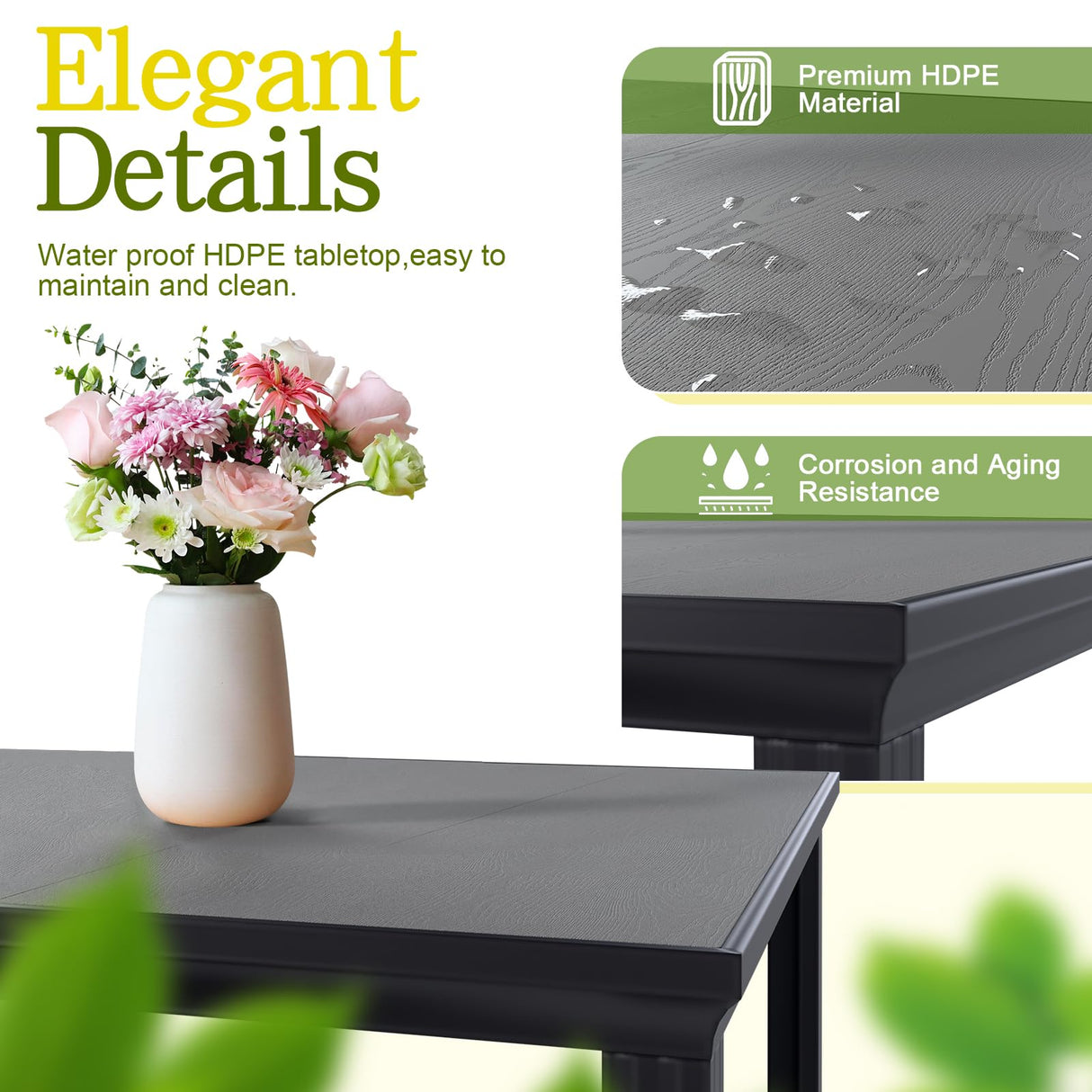 AreShark 7-Piece Patio Dining Set with 11 FT Curvy Cantilever Umbrella, HDPE Tabletop & Aluminum Frame All-Weather Outdoor Furniture for Garden, Backyard, Poolside, Gray AreShark