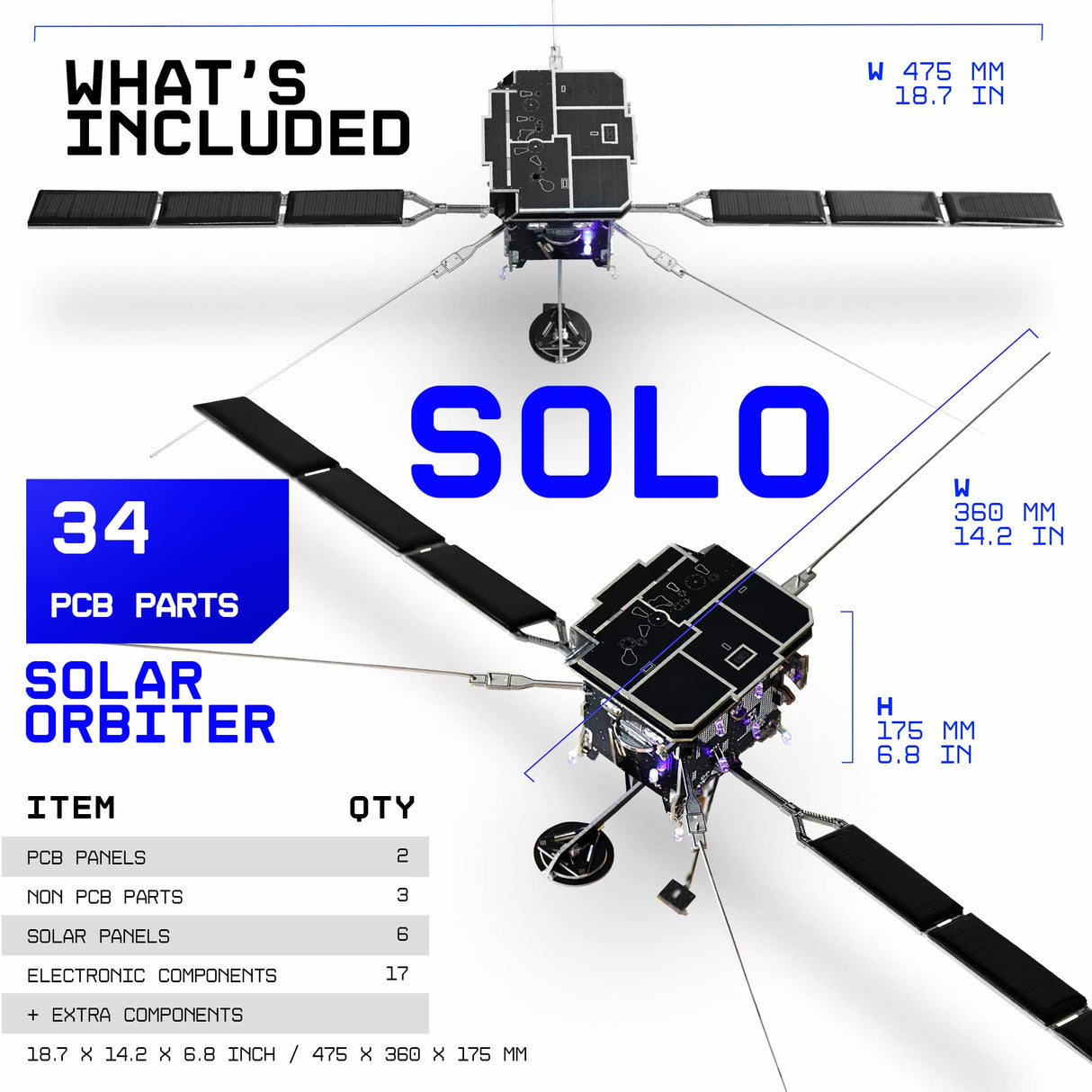 Geeek Club Space O DIY Engineering Kit - Solar Orbiter Model Building Kit - Solar-Powered Science Toy Kits - Educational STEM Kit, Electrical Engineering Kit - DIY Toy Gift for Adults, Teens, Kids 14+ Geeek Club