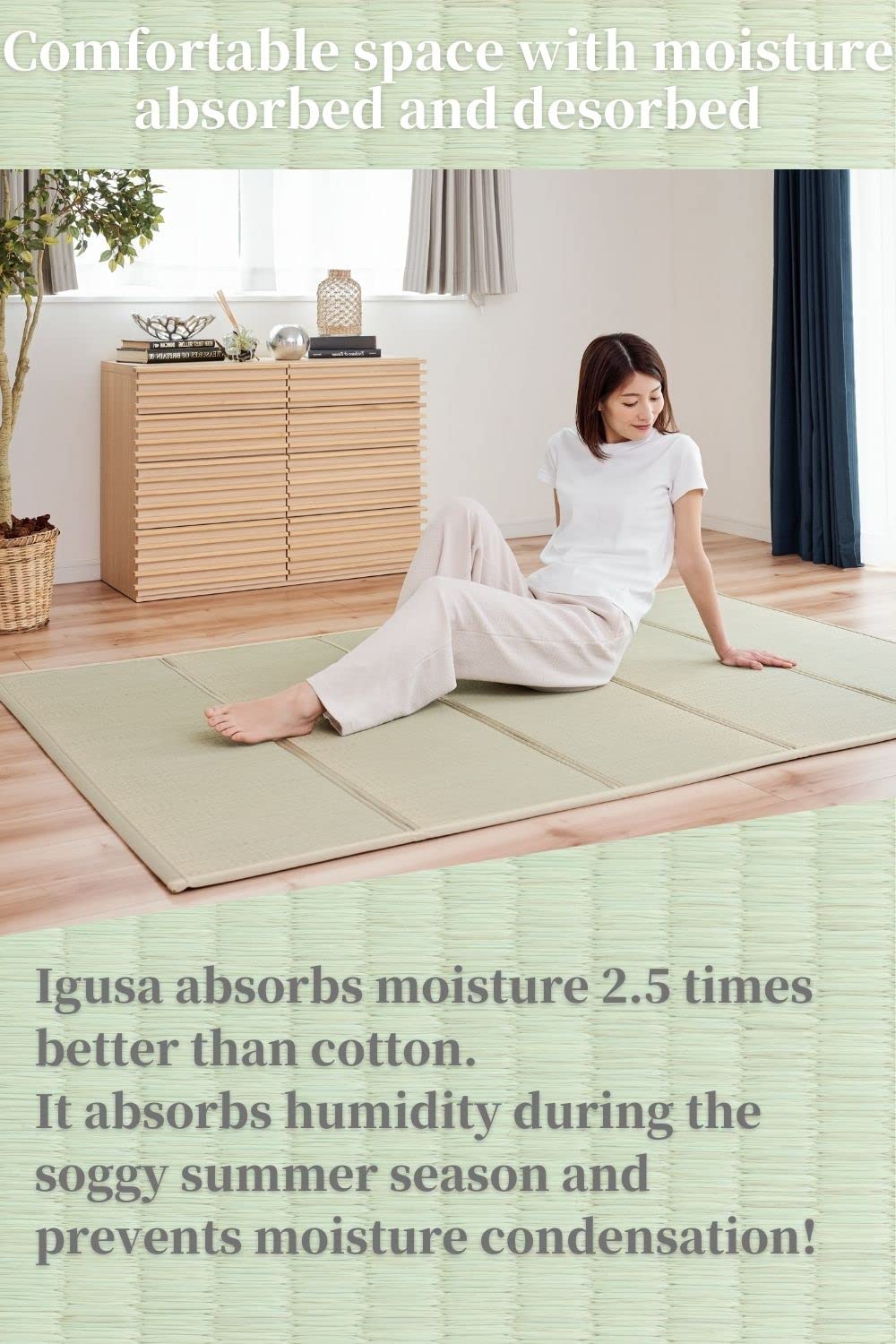 BJDesign Japanese Tatami Mat (Igusa Mattress), Foldable, Rush Grass, Floor Sleeping Japanese Futon Mattress Meditation Yoga Zen (Twin XL) BJDesign