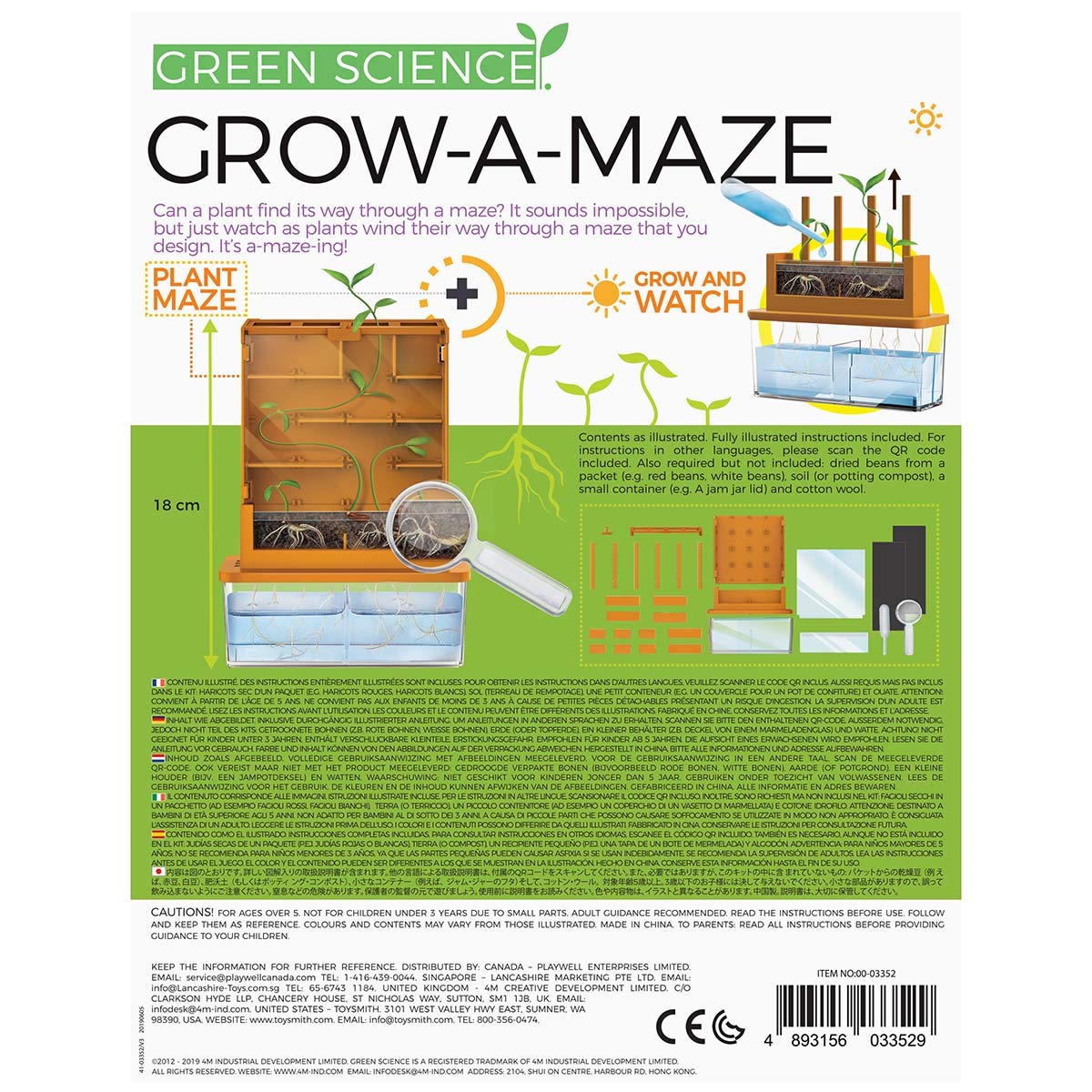 4M Green Science Grow A Maze Kit, Build A Plant Maze Science Kit, For Boys & Girls Ages 5+ , 5 x 4 nches 4M