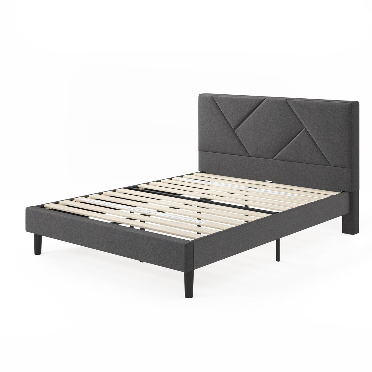 ZINUS Judy Upholstered Platform Bed Frame, Mattress Foundation, Wood Slat Support, No Box Spring Needed, Eco Friendly WonderBox (TM), Easy Assembly, Dark Grey, Queen ZINUS