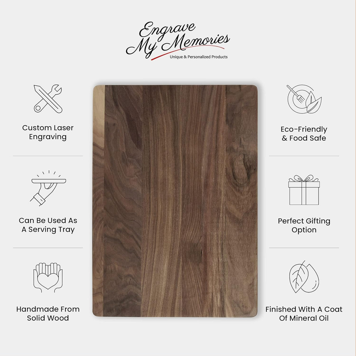 Engraved Cutting Boards For Kitchen 14x10 inch, Custom Laser Engraved Chopping Wooden Butcher Block,Countertop Accessory, Handmade Gifts From ENGRAVE MY MEMORIES