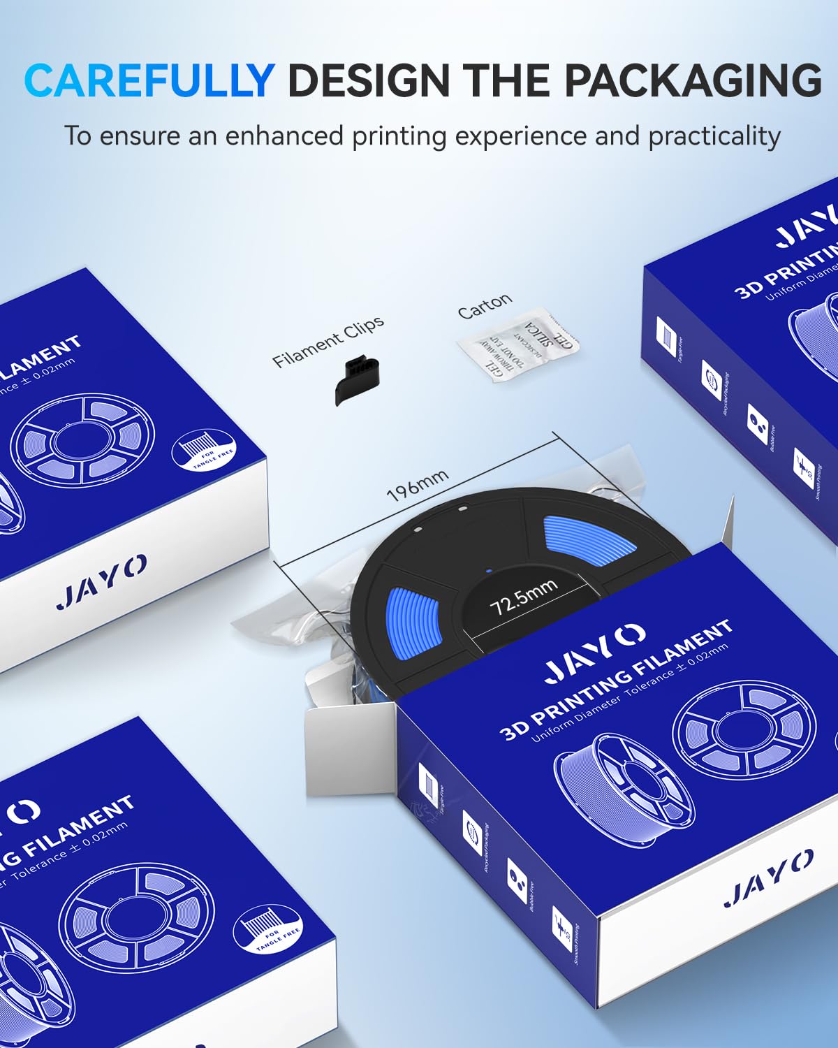 JAYO PLA 3D Printer Filament Bundle 11KG, PLA Filament 1.75mm Bulk, 10 Pack 1.1kg Spool (Black,White,Gray,Pri-Cyan,Cherry Red,Olive Green,Sunny Orange,Pri-Yellow,Sakura Pink,Chocolate) JAYO