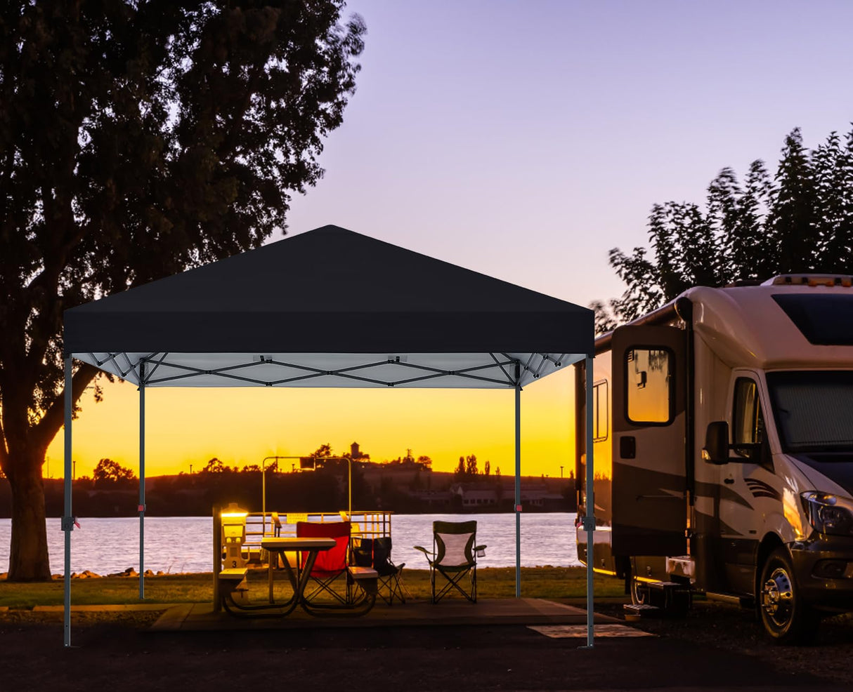 COOSHADE Pop Up Canopy Tent 10x10 with 2 Sidewalls, Outdoor Shade Instant Canopy Tents(Black) COOSHADE
