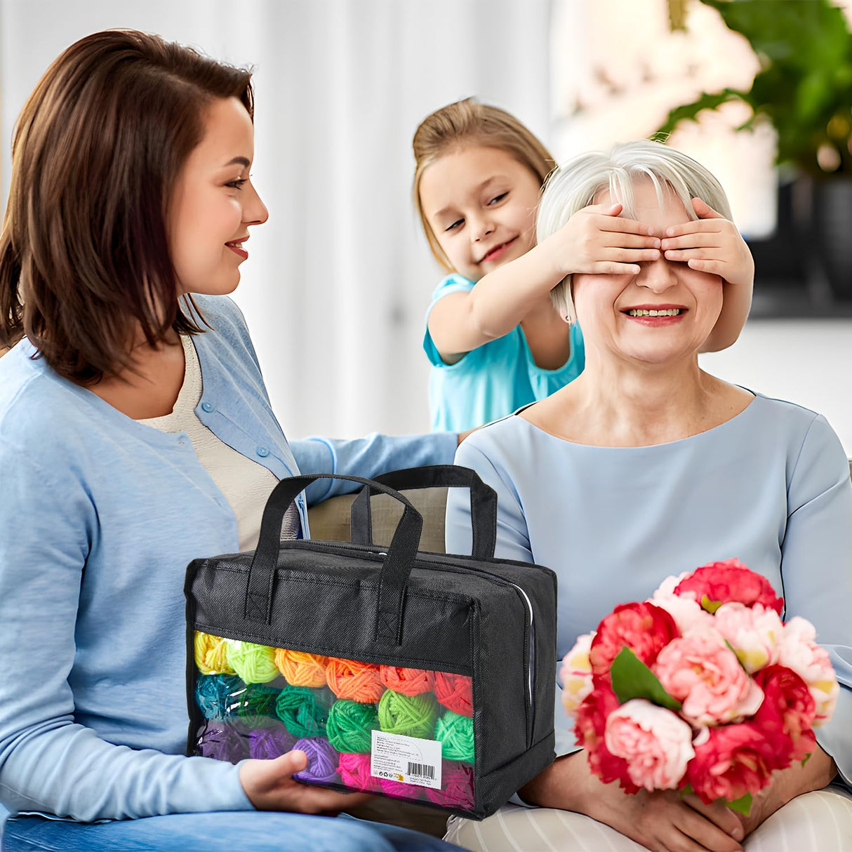 Inscraft 52 Acrylic Yarn Skeins, 1820 Yards 52 Colors, 2 Crochet Hooks, 2 Weaving Needles, 10 Stitch Markers, 1 Bag, for Crocheting & Knitting, Gift Beginners and Adults INSCRAFT