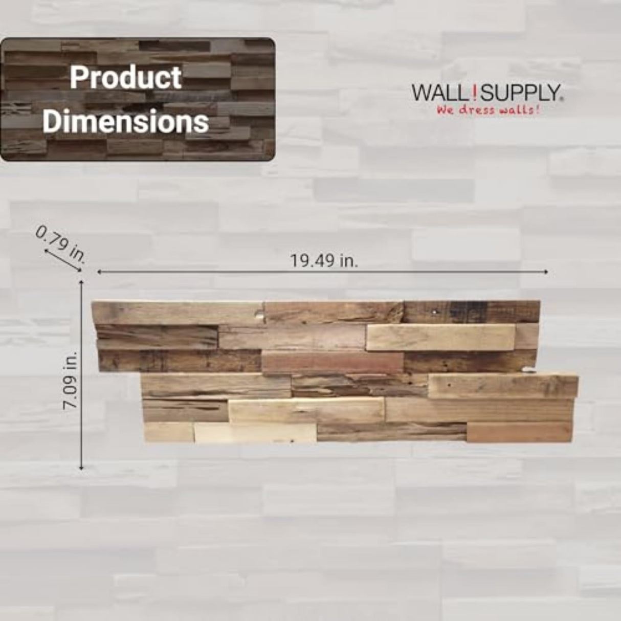 Wall!Supply - 3D Reclaimed Teak Wood Wall Panels - Colorado UltraWood Wall Covering for Feature Walls - Modern Wallpaper Alternative - Easy DIY Installation - 10-Pack Wall!Supply