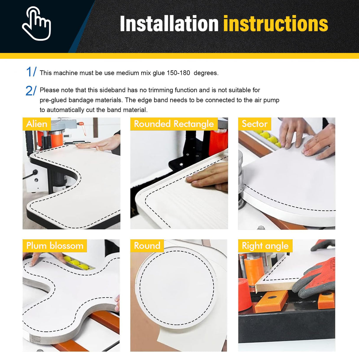 Cbhfmljd Portable Edge Bander Machine Double Side Gluing Wood Banding Machine 1200W 110V Automatic Protection System, Works With Straight And Arc Edges, Used In Cabinets, Wardrobes, Wooden Doors Cbhfmljd