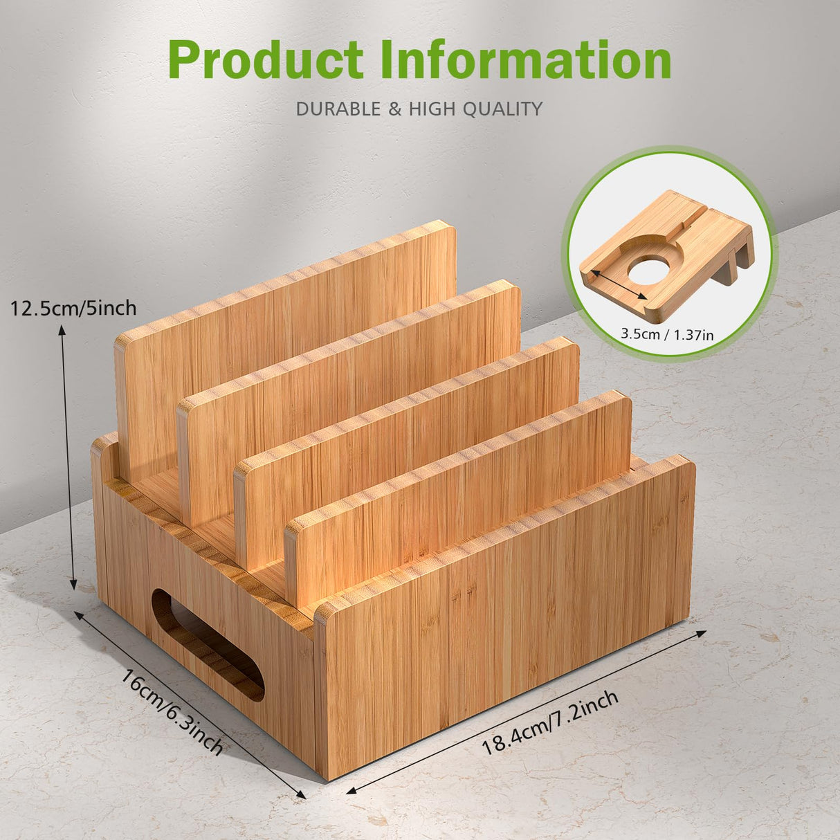 Pezin & Hulin Bamboo Charging Stations, Cell Phone Organizer for Multiple Devices, Tablets, Smart Watch, Included 5 Port USB Charger, Pack 5 Cables Pezin & Hulin