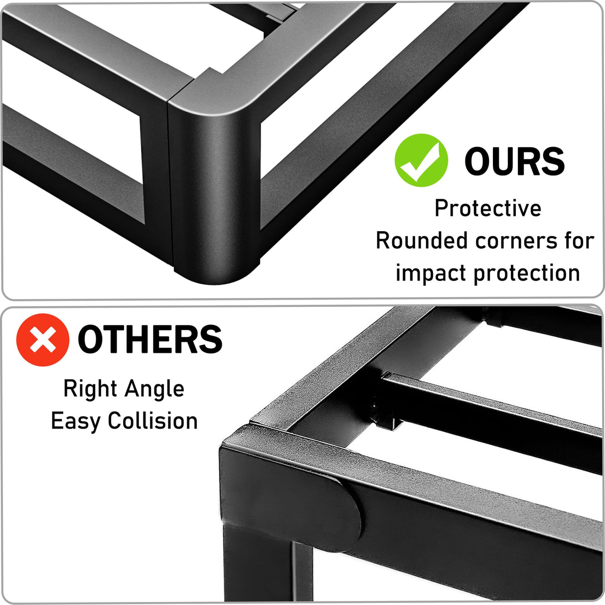 Firpeesy Upgrade Anti Bending and Round Corner Legs 10 inch Metal Queen Bed Frame 3500 LBS Heavy Steel Slats Support Platform Bed Frames No Box Spring Needed Platform Noise Free Easy Assembly Firpeesy