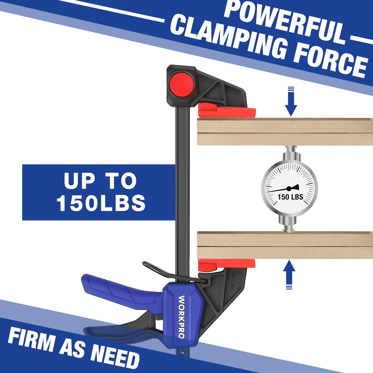 WORKPRO 6" Bar Clamps for Woodworking 2-Pack, Quick-Release Wood Clamps/Spreader Light Duty, One Hand F Clmaps 150 LBS Load Limit, Ideal for Woodworking and DIY Projects WORKPRO