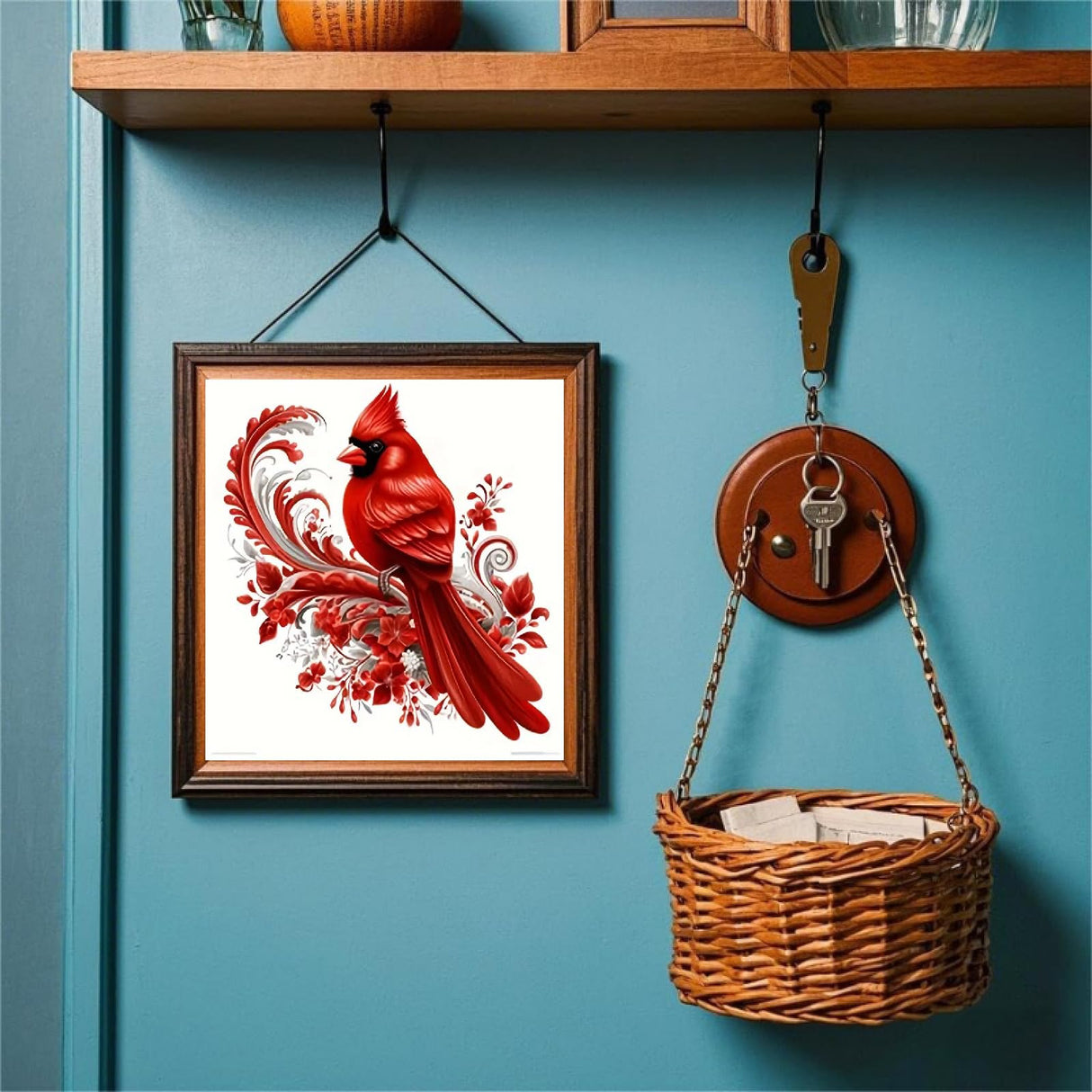 STGLCR Diamond Art Painting Kits for Adults, Cardinal Birds Diamond Art Kits for Beginners, DIY Winter Gem Art Craft Full Drill Diamond Painting Kits for Home Wall Decor 12x12inch Red Bird Flower STGLCR